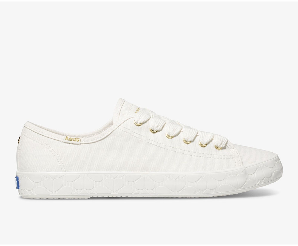 Πανινα Παπουτσια Γυναικεια - Keds Kate Spade New York Kickstart Logo Foxing - Λευκα - LIMCE2475